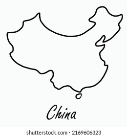 Doodle freehand drawing of China map. Vector illustration.