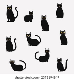 Doodle freehand drawing of cute cats. Vector illustration.