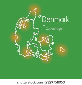 Doodle freehand drawing of Denmark. Vector illustration.