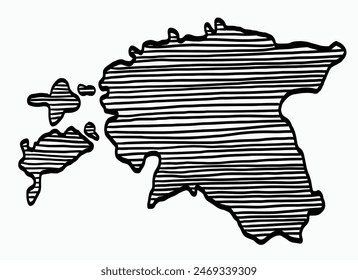 Doodle freehand drawing of Estonia map. Vector illustration.