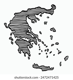Dibujo a mano alzada del mapa de Grecia. Ilustración vectorial.