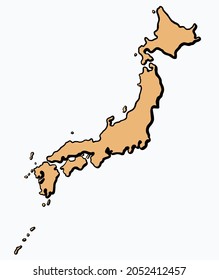 Doodle freehand drawing of Japan map. Vector illustration.
