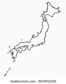 Doodle freehand drawing of Japan map. Vector illustration.