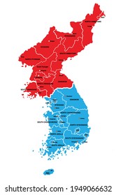 Doodle freehand drawing Korea political map with major cities. Vector illustration.
