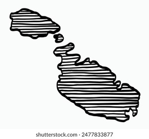 Doodle freehand drawing of Malta map. Vector illustration.