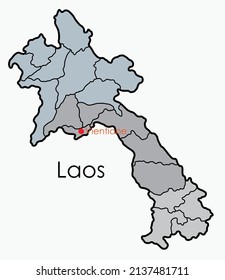 Doodle freehand drawing map of Laos. Vector illustration.
