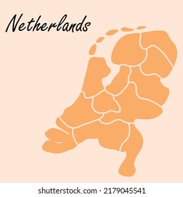 Doodle freehand drawing of Netherlands map. Vector illustration.