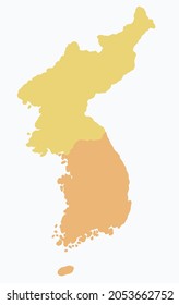 Dibujo a mano altruista del mapa de Corea del Norte y del Sur. Ilustración vectorial.