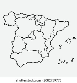 doodle freehand drawing of spain map. vector illustration.