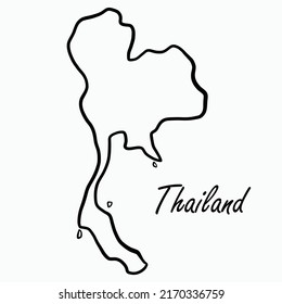 Dibujo a mano alzada de un mapa de Tailandia. ilustración vectorial.