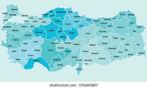 Doodle freehand drawing Turkey political map with major cities. Vector illustration.