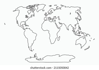 doodle freehand drawing of world map. vector illustration.