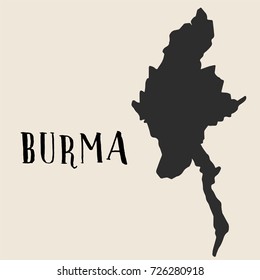 Doodle Freehand map sketch of Burma ,Vector Illustration
