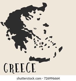 Doodle Freehand map sketch of Greece ,Vector Illustration