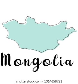 Doodle Freehand map sketch of Mongolia ,Vector Illustration