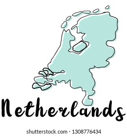 Doodle Freehand map sketch of Netherlands ,Vector Illustration