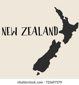 Doodle Freehand map sketch of New Zealand ,Vector Illustration