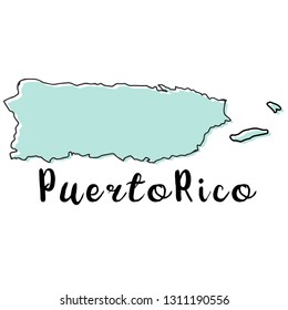 Doodle Freehand map sketch of Puerto Rico ,Vector Illustration