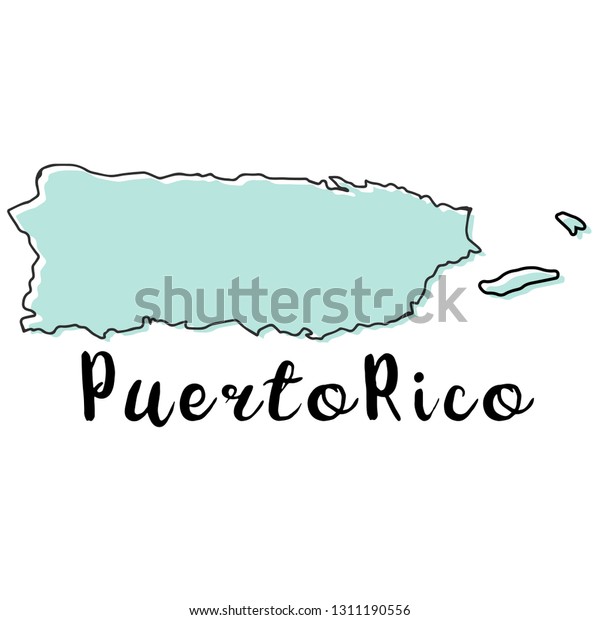 Doodle Freehand Map Sketch Puerto Rico Stock Vector (Royalty Free ...