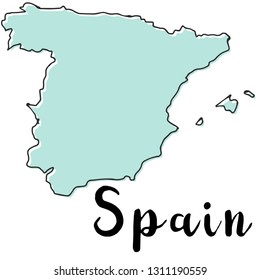 Doodle Freehand map sketch of Spain ,Vector Illustration