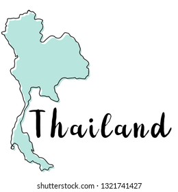 Doodle Freehand map sketch of Thailand ,Vector Illustration