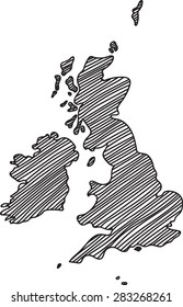 Doodle freehand outline sketch of Great Britain map. Vector illustration.