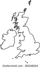 Doodle freehand outline sketch of Great Britain map. Vector illustration.