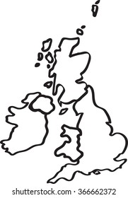 Doodle freehand outline sketch of Great Britain map. Vector illustration.