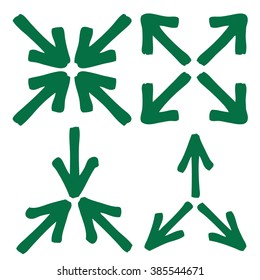 doodle freehand set of inside out arrow hand drawn
