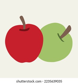 Doodle freehand simplicity drawing of apple. Vector illustration.