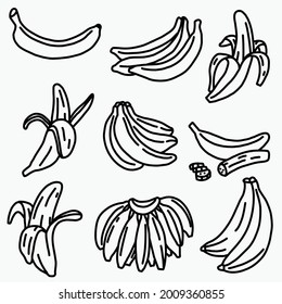 Dessin dessiné à main levée de gribouillis d'un fruit de banane. Concept d'alimentation saine.