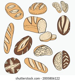 Doodle freehand sketch drawing of bread. Breakfast diet lifestyle concept.