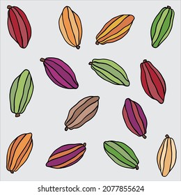 doodle freehand sketch drawing of cacao fruit. healthy diet lifestyle concept.