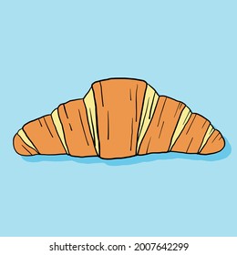 Doodle freehand sketch drawing of croissant bread. Breakfast diet lifestyle concept.
