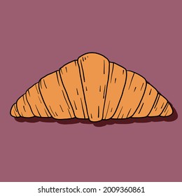 Doodle freehand sketch drawing of croissant bread. Breakfast diet lifestyle concept.