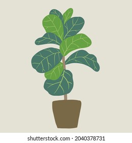 Doodle freehand sketch drawing of fiddle leaf fig tree. Vector illustration.