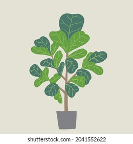 Doodle freehand sketch drawing of fiddle leaf fig tree. Vector illustration.