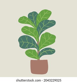 Doodle freehand sketch drawing of fiddle leaf fig tree. Vector illustration.