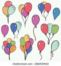 doodle freehand sketch drawing of party balloon collection. vector illustration.