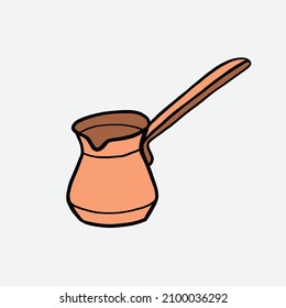 doodle freehand sketch drawing of turkish coffee pot. vector illustration.