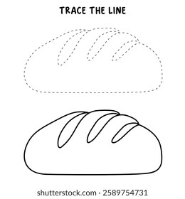 Doodle french bread bakery coloring pages for kids. Trace and color french bread bakery. French bread bakery isolated on white background