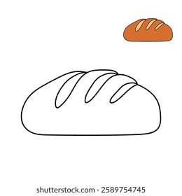 Doodle french bread bakery coloring pages for kids. Trace and color french bread bakery. French bread bakery isolated on white background