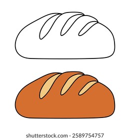 Doodle french bread bakery coloring pages for kids. Trace and color french bread bakery. French bread bakery isolated on white background