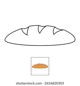 Doodle páginas de pan francés para colorear para niños. Trazo y color del pan francés. Delicioso icono de pan francés, arte de Clip, elemento, Vector.