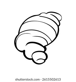 Doodle French croissant. Sweet pastry in coquette aesthetic style. Hand-drawn bakery product. Delicious gift for your lover, friend or mom. Vector outline illustration.