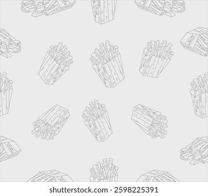 doodle french fries background. French fries pattern background. seamless pattern French fries background. french fries doodle background for packaging.