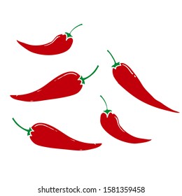 doodle Fresh red hot chili pepper. Kitchen organic vector spicy taste chili pepper with hand drawn cartoon style isolated vector