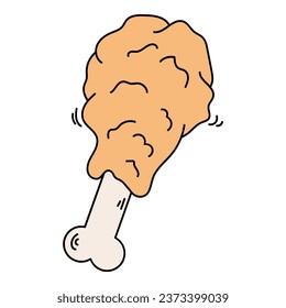 Doodle frittiertes Hühnerelement. Vektorelement mit Essen-Thema und doodle handgezeichnet Stil. Illustration.