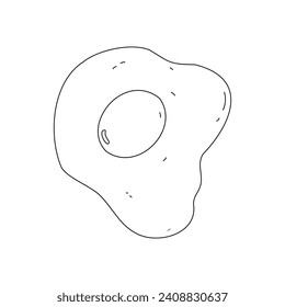 Doodle fried egg. Simple protein breakfast symbol. Hand drawn vector illustration. Doodle style cute icon. Template for recipes, logotypes, menus. Graphic design element.
