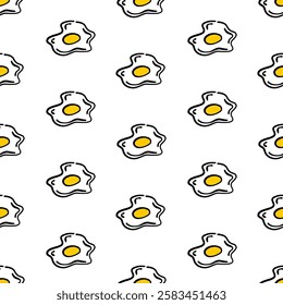 Doodle Fried Eggs Pattern background. doodle Fried eggs seamless pattern. Seamless fried egg pattern background.